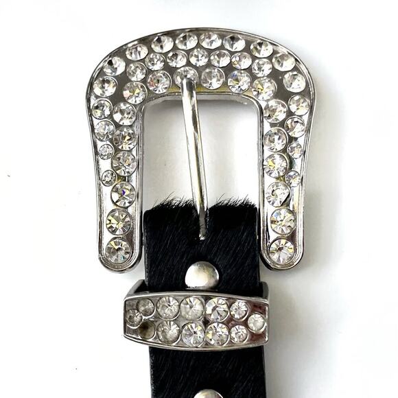Vintage Y2K Black Rhinestone Bling Western Belt | BB Simmons Glam Rodeo Cowgirl - Picture 3 of 16